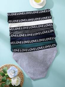 6pcs/Pack Plus Size Women's Letter Waistband Panties - Multicolor - View 2