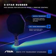 STIGA Cybershape Eclipse Ping Pong - Raqueta de Tenis de Mesa de Rendimiento Profesional - Pala de Calidad Hexagonal para Giro Velocidad y Control - como en la foto - Ver 7