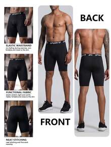 Men's 2 Packs Sports Boxer Briefs Quick Dry Breathable Athletic Running Underwear - Black - View 3