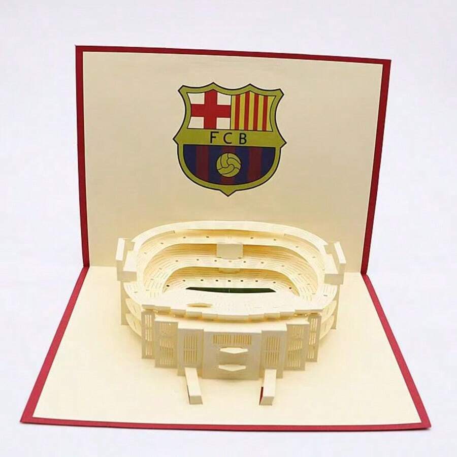 FIFA FIFA FCB 诺坎普球场 3D 立体贺卡 15*20cm，足球俱乐部球迷纪念品，手工纸艺艺术品，可书写祝福卡，2026 年世界杯足球球迷生日礼物及收藏品。 - 查看 1