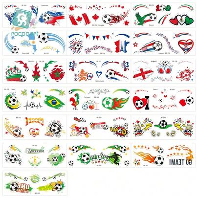 FIFA “Ricallon 世界杯足球面罩纹身贴纸，球迷临时加油派对贴纸，国旗活动支持贴纸”