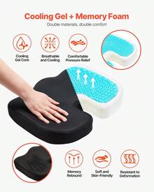 Seat Cushion, Cooling Gel + Memory Foam Seat Cushion, Pressure-Relief Wheelchair Seat Pad With U-Shaped Cutout & Removable Cover, Lightweight And Portable For Travel, Car, Office, Airplane - A - View 3
