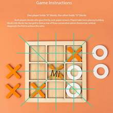 木制XO井字棋游戏板：一款双人互动桌面游戏，用于智力和逻辑训练 - 彩色 - 查看 5