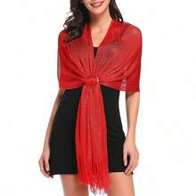 Gold And Silver Thread Beach Play Flat Towel Tassel Scarf Evening Ball Wedding Dress Accessories - Vàng - Xem 3