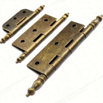 10 Pcs Antique Bronze Metal Hinges, Rustic Style Surface Mount For Doors, Windows, Craft Boxes, Jewelry Cases, Gift Chests, And Small Furniture - Vintage Folding Hinges With Screws Included