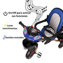 Triciclo Infantil Tipo Carriola Con Bastón Ajustable Luz Y Sonido Producto de calidad Diseño moderno Uso diario Perfecto para regalo Duradero Fácil de usar - Azul - Ver 8