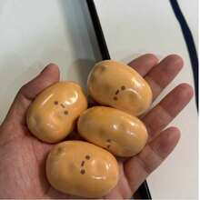 可爱土豆造型橡皮擦 - 灵感源自番茄变土豆设计，办公用品 - 逼真的薯条和沙拉橡皮擦，椭圆形（不留残胶） - 趣味文具配件 - 卡其色 - 查看 9