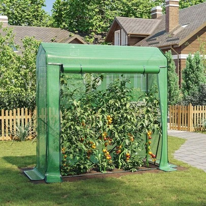 Tomaten Gewächshaus, Foliengewächshaus, Tomatenhaus Stabil, Tomatengewächshaus mit Spitzdach, 150 x 50 x 150 cm, Tomatenzelt, Frühbeet für Gemüse, Obst, Blumen, Garten, Balkon