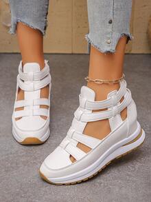 1 Pair Summer New Arrival Side Zipper Comfortable Soft Bottom Lightweight Fashionable High-Top Platform Wedge Sandals For Women,Beach Shoes - White - View 6