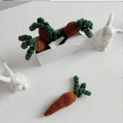 1pc Knitted Carrot Photography Prop, Knitted Carrot Toy Decor, Photography Accessory