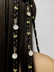 45pcs Alloy Daisy Flower Hair Clips, Y2K Punk Hip Hop Decor Hair Accessories, Gift For Party & Daily Use - Gold - View 5