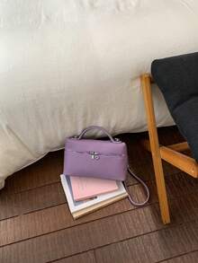 小众时尚简约别致方盒包，百搭新款高品质女士斜挎包 - 紫色 - 查看 8