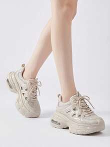 CAMEL CROWN Zapatos deportivos casuales para mujer, con efecto rebote, cómodos, cálidos, casuales, de moda y versátiles zapatillas chunky - Dorado - Ver 2