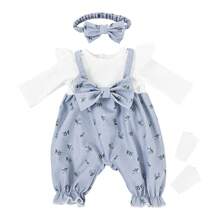 16-18英寸儿童娃娃连体衣，甜美粉色背带裤，白色喇叭袖，蝴蝶结发带+袜子，适合3岁以上女孩，游戏时间，换装玩具，节日/生日礼物（不含娃娃） - 彩色 - 查看 12