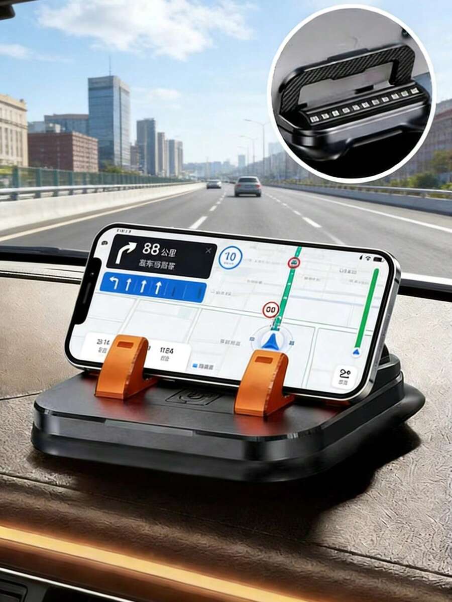 1 Giá đỡ điện thoại ô tô xoay 360° kiêm biển số xe 2 trong 1, biển số đỗ xe tạm thời, giá đỡ dán trên bảng điều khiển, giá đỡ điện thoại đa năng chống rung, hỗ trợ định vị.