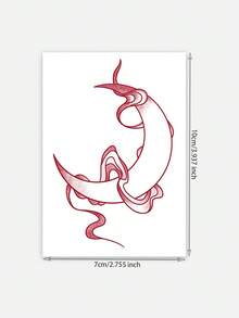 1 pièce Tatouage temporaire minimaliste de lune rouge et ruban, tatouage temporaire lavable à base de plantes, convient pour tous, dure 3 à 5 jours - Noir - Voir 2