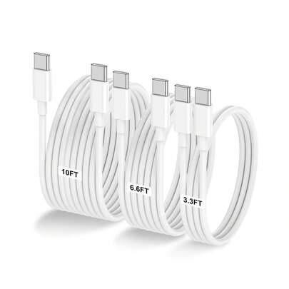USB-C To USB-C Charging Cable,[3.3ft/6.6ft/10ft]Long USB-C Fast Charging Data Cable,USB-C Power Cable Compatible With Iphone 17 Pro Max,16,15,Pro Plus,Compatible With Samsung Galaxy S26,S25,S24,S23,S22,Pro/Air,Etc.,Mobile Phone Charging Cable.Cables