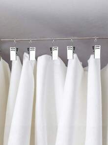 20/50/100pcs Stainless Steel Thickened Curtain Hooks, Shower Curtain Clips, Suitable For Business Display, Home Decor, Photo Hanging, Art Display (Silver) - Silver Clip - View 8