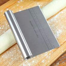 1pc Dough Scraper With Measurement Scale, Stainless Steel Dough Cutter, Flour Dough Cutting, Cake Cream Sausage Scraper - Multicolor - View 8