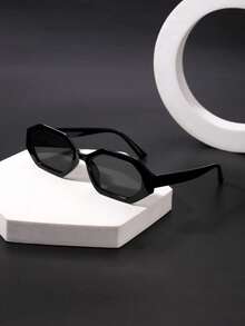 1副男士聚碳酸酯多边形独特眼镜框，简约个性休闲复古百搭时尚眼镜，适合日常佩戴、街头摄影、旅行度假等场合，附赠眼镜盒 - 彩色 - 查看 3