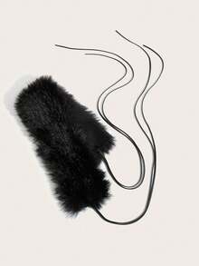Versatile Fuzzy Solid Color Warm Black Belt, Y2K Vintage Faux Fur Waist Rope Sexy Accessory For Women, Can Be Worn Around Neck, Waist, Or Diagonally, Suitable For Daily Outings, Parties, Masquerades, Gifts For Friends, Halloween, Christmas - Black - View 4