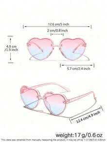 1 Set 3 PCS Girls' 4-8Y Fashion Glasses,Heart Shape,Square Flower Decor And Cat Ear Frame, Lightweight PC Material,Sweet Cute Style,For Beach, Party And Outdoor Activities With Glasses Box - Multicolor - View 9