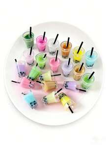 10颗混合随机水果树脂珠，棒棒糖、草莓、葡萄形状吊坠，适合DIY创意耳环、项链、手链、珠宝制作材料 - 水果瓶吊墜 - 查看 10