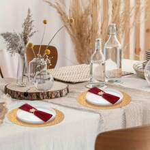 12/24 hojas, 33 cm, manteles individuales de papel con estampado de lino desechables, adecuados para Navidad, restaurantes, cumpleaños, fiestas, banquetes, cafés, fiestas de graduación. - Ver 5