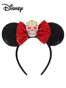 Disney 1 chiếc băng đô cài tóc hình nơ đính sequin đỏ + đen, thiết kế dễ thương và thanh lịch, phù hợp để đeo hàng ngày và chụp ảnh, đa năng giúp tăng thêm vẻ ngọt ngào và sức sống. - Đen + Đỏ - Xem 6