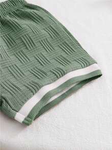 2件套男婴提花Polo衫和休闲短裤，夏季 - 薄荷綠 - 查看 5