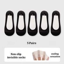 1/3/5双装春夏冰丝船袜，女士防滑，防后跟滑脱，隐形袜，薄款低帮袜，透气凉爽袜 - 彩色 - 查看 19