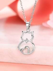 1 Pc Cute Cubic Zirconia Necklace Pendant For Women For Valentine's Day Gift Engagement Anniversary Party Jewelry - 1# - View 3