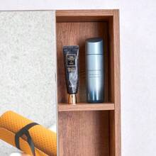 Walnut-Colored Bathroom Cabinet Made Of MDF, With Mirror And Open Shelves – Practical Bathroom Mirror Cabinet - A - 查看 5