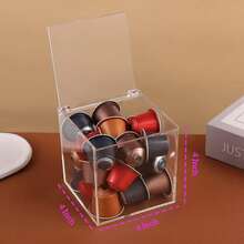 1 pieza Caja de almacenamiento de cápsulas de café de acrílico con tapa, cápsula de café reutilizable a prueba de polvo transparente, organizador de bolsas de té y caramelos - Multicolor - Ver 4