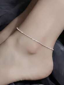 FOREVER QUEEN 1pc 925 Sterling Silver Lightweight Minimalist Anklet, Elegant Jewelry Gift For Women & Girls, Wedding Accessory - Silver - View 4