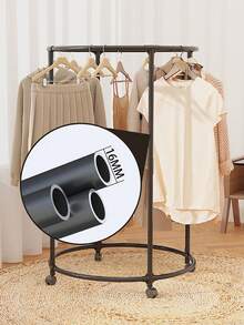 1pc 130cm Multifunctional Rotating Round Metal Clothes Hanger, Roller Design, Suitable For Clothing Storage And Display In Home And Retail Spaces, Balcony Drying Rack, Clothing Store Display Rack, Suitable For Hanging Clothes And Coats, Applicable To Bedroom, Living Room, Balcony, Office - Multicolor - View 5