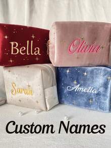 Túi đựng mỹ phẩm bằng nhung thêu cá nhân hóa, Túi đựng đồ vệ sinh cá nhân du lịch thêu tên viết tắt, Quà tặng cho phù dâu, Túi đựng đồ dùng cá nhân bằng nhung thêu dành cho nữ, Quà tặng cho phái nữ, Tùy chỉnh, Quà tặng cho tiệc cưới, Quà tặng phù dâu, Quà tặng thêu, Túi đựng mỹ phẩm thêu tên viết tắt, Túi đựng mỹ phẩm, Túi đựng đồ vệ sinh cá nhân, Túi đựng mỹ phẩm du lịch, Túi đựng mỹ phẩm, Túi đựng mỹ phẩm tùy chỉnh, Quà tặng thêu tên viết tắt, Túi đựng mỹ phẩm - Nhiều màu - Xem 1