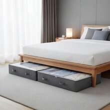 2-Piece/4-Piece Set Of Under-Bed Storage Bins, Foldable Under-Bed Storage Bags, Suitable For Clothes, Sheets, Shoes, Linens, Etc., Gray - View 12