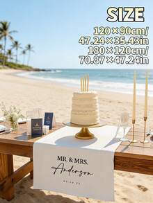 1件客製化婚禮桌旗 - 姓氏亞麻橫幅，婚禮接待裝飾，給新婚夫婦的禮物，適用於週年紀念、婚禮慶祝 - 多色1 - 查看 3