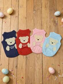 LUCKIE LABO 1pc Cute Bear Graphic Pet Vest, Physical Anti-Flea & Reduce Shedding, Insulation & Breathable, Suitable For Small & Large Dogs, Indoor & Outdoor - Navy Blue - View 5