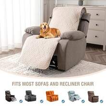 Fundas impermeables para sillas reclinables de gran tamaño 100% de protección antideslizantes lavables para reclinables más grandes aptas para niños y mascotas - Beis - Ver 4