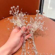 2 chiếc kẹp tóc cô dâu đính ngọc trai tua rua - Nhiều màu - Xem 2