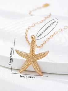1件套多层海星吊坠项链套装 - 色彩缤纷的波西米亚海滩风项链，海星和海龟吊坠，波西米亚度假风首饰 - 彩色 - 查看 7
