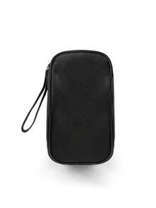 1 túi đựng đồ vệ sinh cá nhân hai lớp màu đen có khóa kéo, túi xách tay di động unisex - màu đen - Xem 1