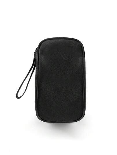 1 túi đựng đồ vệ sinh cá nhân hai lớp màu đen có khóa kéo, túi xách tay di động unisex