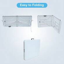 180.34cm Folding Leisure Table, Suitable For Outdoor/Home/Office Use, Rust-Resistant And Easy To Clean (White) - White - View 3