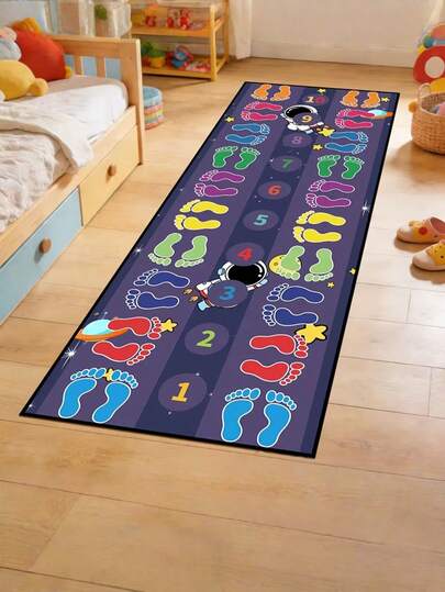 1pc Astronaut Footprint Gaming Mat, Soft Comfortable Glossy Anti-Slip Washable Carpet, Halloween Decor, Living Room/Study/Gym Area Rug, Loved By Family, Public Area Floor Mat