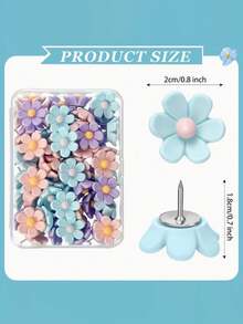 Colorful Flower Resin Push Pins - Decorative Practical Office Supplies For Bulletin Boards And Cork Boards - Ideal For Home And Workspace Organization - Multicolor - View 7