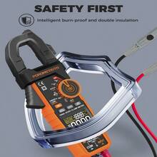 Multímetro de pinza digital CM06 y CM06Pro 600A/1000A, medidor de corriente, probador de voltaje de 6000 recuentos. Incluye NCV, tiempo real, máx., mín., retención, pico de arranque, VFD, linterna, apagado automático, protección contra sobrecarga de rango completo e indicador de batería baja. - Naranja - Ver 9