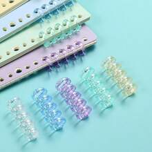 5-Hole Plastic Multi-Color Segmented Loose-Leaf Binder Clips, Creative DIY Notebook Binding Rings - 2pcs - View 10